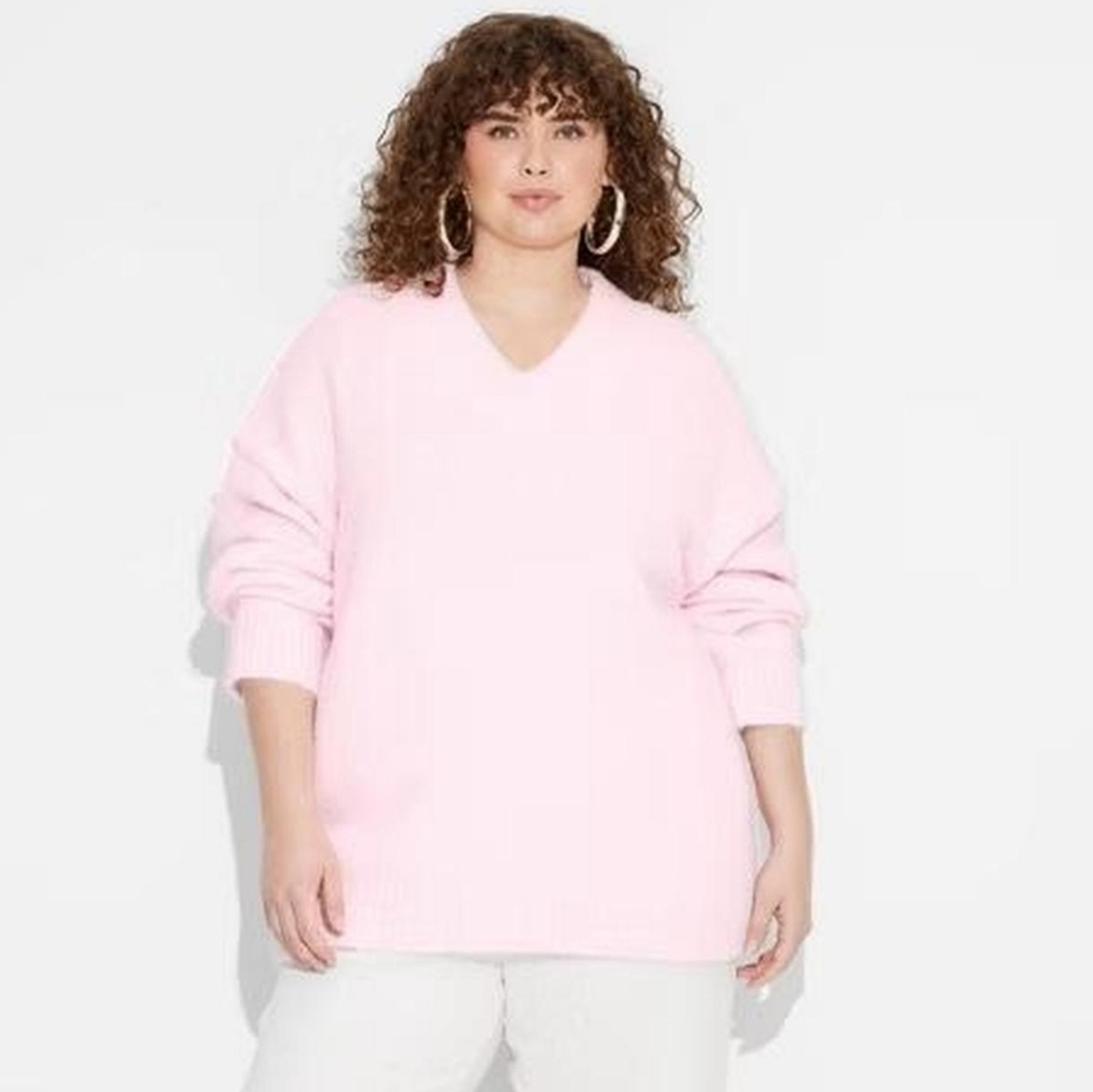 Wild Fable Light Pink V-Neck Sweater